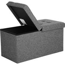 Songmıcs Saklama Alanlı Tabure Oturma Bankı Katlanabilir 2 Kişilik Yük Kapasitesi 300 kg Suni Deri Kırmızı 76 x 38 x 38 cm LSF40R, Koyu Gri, 76 x 38 x 38 cm