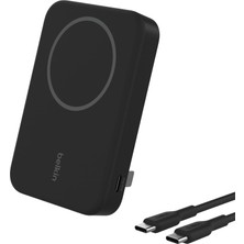 Belkin Boostcharge Pro Kablosuz Powerbank 8000MAH, Qi2, Magsafe Uyumlu Taşınabilir Şarj Cihazı + Dahili Açılır Ayak - iPhone 17, 16, 16 Pro Max, iPhone 15 ve Daha Fazlası Için - Siyah