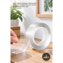Yenilig 2 Adet Çift Taraflı Nano Bant – Şeffaf 2 Metre Uzunluk 3 cm Genişlik 1mm Ince Yapışkan Film Çok Amaçlı Double-Sided Nano Tape