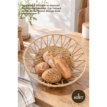 Yenilig 3 Adet Doğal Örgü Yuvarlak Sepet – Hasır Mutfak Ekmeklik ve Dekoratif Saklama, Natürel Renk, Çap Yaklaşık 30 Cm, Wicker Basket Storage Bowl