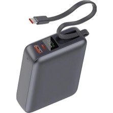 Qcy Powerbank, Type-C, Taşınabilir Şarj Cihazı, Siyah, 20000MAH, 45W Hızlı Şarj, Aı Sıcaklık Kontrolü, Dijital Ekran, Dahili Kablo, Çift Port