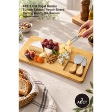Yenilig 2 Adet Bambu Peynir Kesme Tahtası – 40X18 cm Doğal Bambu Sunum Tahtası, Peynir Board Cutting Board, Şık Sunum