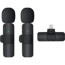 Pileli Store Vothoon K9 Kablosuz Yaka Mikrofonu Lightning 2’li Mini Mikrofon Youtube Tik Tok 2 Adet