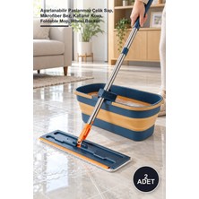 Yenilig 2 Adet Katlanabilir Temizlik Mop ve Tekerlekli Kova Seti – Ayarlanabilir Paslanmaz Çelik Sap, Mikrofiber Bez, Katlanır Kova, Foldable Mop, Wheel Bucket