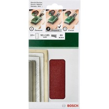 Bosch Zımpara Kağıdı (Çeşitli Malzemeler, 10 Adet, 93 x 185 Mm, Granülasyon 80)