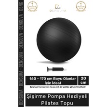 Denguva I Dayanıklı Mini Gymball 20CM Siyah Pilates Topu Şişirme Pompa