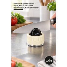 Yenilig 3 Adet Bıçak Bileme Aparatı – Vantuzlu Kaymaz Tabanlı Bıçak, Makas ve Ekmek Bıçakları Için, Knife Sharpener