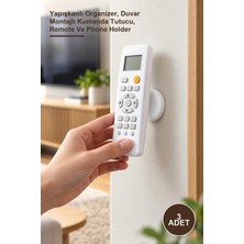 Yenilig 3 Adet Mıknatıslı Çok Amaçlı Kumanda ve Telefon Tutucu – Yapışkanlı Organizer, Duvar Montajlı Kumanda Tutucu, Remote ve Phone Holder