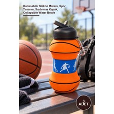 Yenilig 3 Adet Basketbol Topu Tasarımlı Akordiyon Su Şişesi – Katlanabilir Silikon Matara, Spor Tasarım, Sızdırmaz Kapak, Collapsible Water Bottle