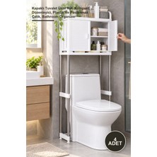 Yenilig 4 Adet Banyo Düzenleyici Raf Dolabı – Kapaklı Tuvalet Üstü Raf, Kompakt Düzenleyici, Plastik ve Paslanmaz Çelik, Bathroom Organizer