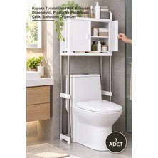 Yenilig 3 Adet Banyo Düzenleyici Raf Dolabı – Kapaklı Tuvalet Üstü Raf, Kompakt Düzenleyici, Plastik ve Paslanmaz Çelik, Bathroom Organizer