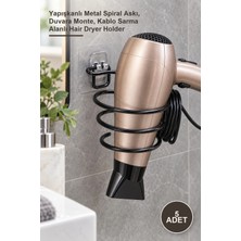 Yenilig 5 Adet Saç Kurutma Makinesi Tutucu – Yapışkanlı Metal Spiral Askı, Duvara Monte, Kablo Sarma Alanlı Hair Dryer Holder