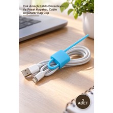 Yenilig 3 Adet Kilit Şeklinde Silikon Kablo ve Poşet Bağlama Aparatı – Çok Amaçlı Kablo Düzenleyici ve Poşet Kapatıcı, Cable Organizer Bag Clip
