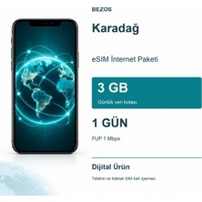 Karadağ Esım Internet Paketi Günlük 3 GB 1 Gün - Fup 1 Mbps