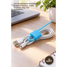 Yenilig 15 Adet Kilit Şeklinde Silikon Kablo ve Poşet Bağlama Aparatı – Çok Amaçlı Kablo Düzenleyici ve Poşet Kapatıcı, Cable Organizer Bag Clip
