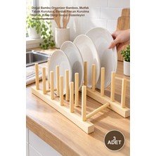 Yenilig 3 Adet Bambu Çok Amaçlı Düzenleyici Stand – Doğal Bambu Organizer Bamboo, Mutfak Tabak Kurutucu, Bardak Fincan Kurutma Standı, Kitap Dergi Dosya Düzenleyici