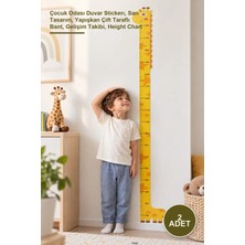 Yenilig 2 Adet Zürafa Boy Ölçer Sticker – Çocuk Odası Duvar Stickerı, Sarı Tasarım, Yapışkan Çift Taraflı Bant, Gelişim Takibi, Height Chart