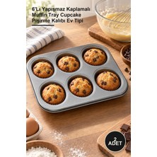 Yenilig 2 Adet Muffin Kek Kalıbı – 6'lı Yapışmaz Kaplamalı Muffin Tray Cupcake Pişirme Kalıbı Ev Tipi
