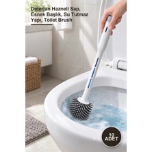 Yenilig 10 Adet Silikon Tuvalet Fırçası – Deterjan Hazneli Sap, Esnek Başlık, Su Tutmaz Yapı, Toilet Brush