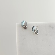 Vesce Atelier Gri Mavi Mineli Küpe