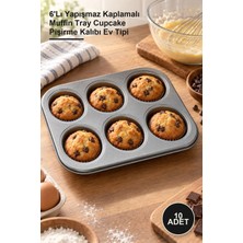 Yenilig 10 Adet Muffin Kek Kalıbı – 6'lı Yapışmaz Kaplamalı Muffin Tray Cupcake Pişirme Kalıbı Ev Tipi