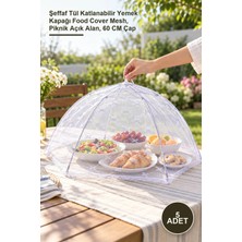 Yenilig 5 Adet Yemek Koruma Şemsiyesi – Şeffaf Tül Katlanabilir Yemek Kapağı Food Cover Mesh, Piknik Açık Alan, 60 cm Çap