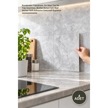 Yenilig 4 Adet Gri Mermer Desen Duvar Sticker – Kendinden Yapışkanlı, Su Nem Toz ve Yağ Geçirmez, Mutfak Banyo Için Wall Sticker Self-Adhesive Dekoratif Kaplama