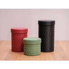 Birsence 3D Baskı 3lü Petek Desenli Kapaklı Kavanoz Seti Bal Peteği Dokulu Dekoratif Mutfak Saklama Kabı 5-8-12 cm