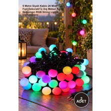 Yenilig 2 Adet Rgb Mini Top LED Işık – 5 Metre Siyah Kablo 28 Mini Top Fişli Dekoratif Iç Dış Mekan Renk Değiştiren Rgb String Lights