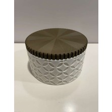 Birsence 3D Baskı 3lü Geometrik Desenli Kavanoz Seti Ahşap Görünümlü Kapaklı Dekoratif Mutfak Saklama Kabı 6-10-15 cm