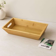 Birsence Bambu Dikdörtgen Sunum Tepsisi 16X30X4.5 cm (Çift Kulplu)