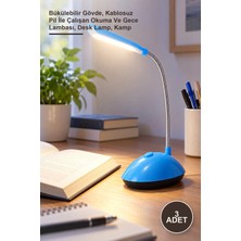 Yenilig 3 Adet 360 Derece Ayarlanabilir Esnek LED Masa Lambası – Bükülebilir Gövde, Kablosuz Pil Ile Çalışan Okuma ve Gece Lambası, Desk Lamp, Kamp
