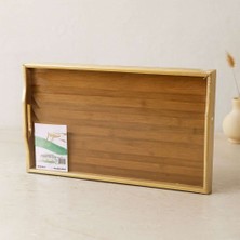 Birsence Bambu Dikdörtgen Sunum Tepsisi 50X30 cm Ayaklı