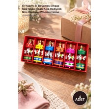 Yenilig 4 Adet Dekoratif Ahşap Mini Atlı Karınca – El Yapımı El Boyaması Ahşap Süs Nişan Nikah Kına Hediyelik Mini Carousel Wooden Horse