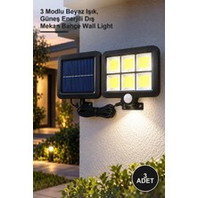 Yenilig 3 Adet 120 Cob LED Solar Panelli Duvar Lambası – 3 Modlu Beyaz Işık, Güneş Enerjili Dış Mekan Bahçe Wall Light