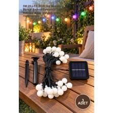 Yenilig 3 Adet Solar Top LED Işık – 5m 28 LED Rgb Dış Mekan Bahçe Balkon Dekoratif Siyah Kablolu Solar String Lights
