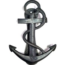 Antika Tarz Dekoratif Pirinç Halatlı, Çapa, Denizci, Gemici Kapı Tokmağı, Taktak - 170X60MM, Oksit