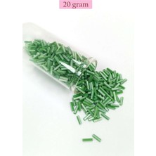 Birsence Uzun Boru Kesme Boncuk Çap 2mm Uzunluk 10 mm - 20 Gram - Yeşil Beyaz - BNC247