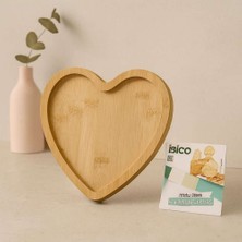 Birsence Kalp Model Bambu Ahşap Sunum Tepsisi - 20.5 x 19.5 x 1.4 cm