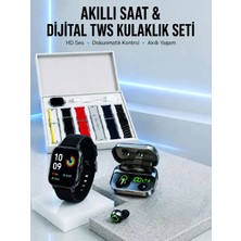 Birsence 7 Kordonlu Akıllı Saat ve Aynalı Bluetooth Kulaklık Powerbank Dijital Göstergeli