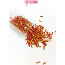 Birsence Uzun Boru Kesme Boncuk Çap 2mm Uzunluk 10 mm - 20 Gram - Sarı Kırmızı - BNC235