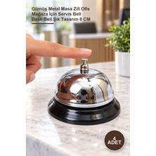 Yenilig 4 Adet Resepsiyon Zili – Gümüş Metal Masa Zili Ofis Mağaza Için Servis Bell Desk Bell Şık Tasarım 8 cm