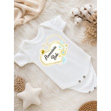 Perfect Mega Store Annesinin Balı Yazılı Bebek Zıbını – Arı ve Çiçek Desenli Sevimli Bebek Body