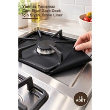 Yenilig 16 Adet Ocak Koruyucu Folyo – Yanmaz Yapışmaz Cam Elyaf Gazlı Ocak Için Siyah, Stove Liner