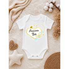 Perfect Mega Store Annesinin Balı Baskılı Bebek Zıbını – Arı ve Kalp Temalı Kız Erkek Bebek Body