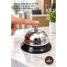 Yenilig 2 Adet Resepsiyon Zili – Gümüş Metal Masa Zili Ofis Mağaza Için Servis Bell Desk Bell Şık Tasarım 8 cm