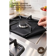 Yenilig 20 Adet Ocak Koruyucu Folyo – Yanmaz Yapışmaz Cam Elyaf Gazlı Ocak Için Siyah, Stove Liner