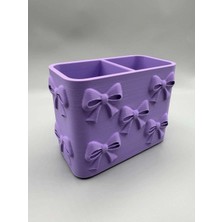 Birsence 3D Baskı Fiyonk Desenli Bölmeli Kalemlik - Masaüstü Organizer - Mor