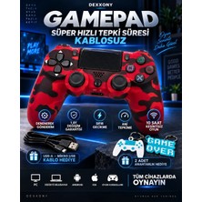 Dexxony Premium Kırmızı Kamuflaj Ps4 & Playstation 4 Oyun Kolu, Gamepad, Joystick Yüksek  Sıfır Ölü Bölge