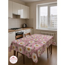 Ayspar Masa Örtüsü 150X170 cm Pembe Kareli Papatya